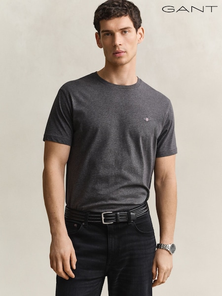 Gris - Regular Gant Shield Logo T-shirt
