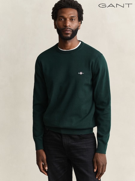 Green - Regular Gant Crew Neck Jumper
