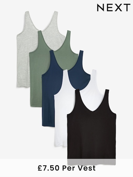 Schwarz/Weiß/Grau/Blau/Grün - Slouch Vests 5 Pack (A01865) | 38 €