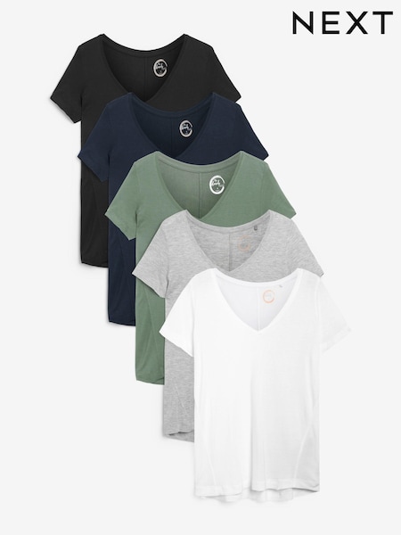 Multi Slouch V-Neck T-Shirts 5 Pack (A01866) | €18
