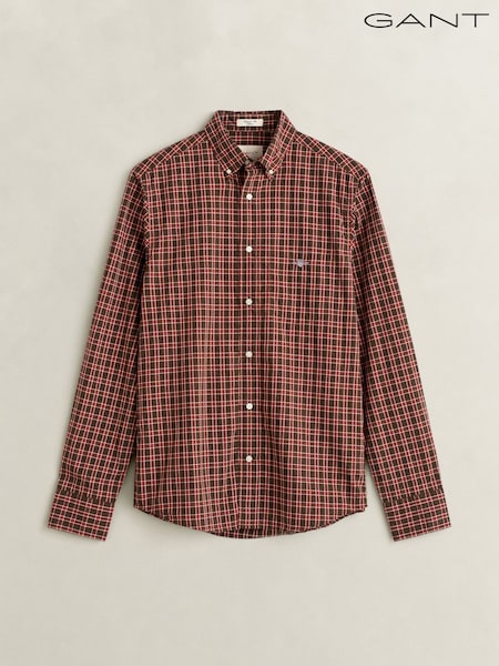 Brown - Regular Gant Regular Fit Poplin Check Shirt