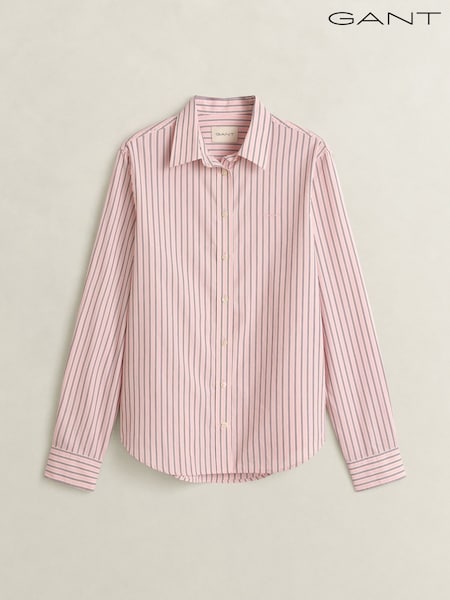 Pink - Gant Regular Fit Stripe Poplin Shirt