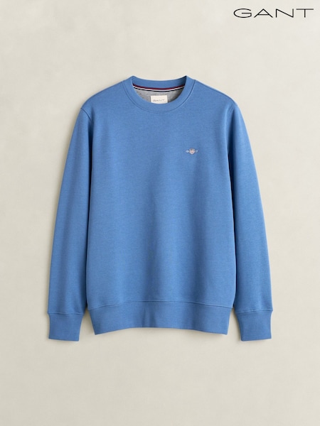 Blue - Regular Gant Shield Crew Neck Sweatshirt