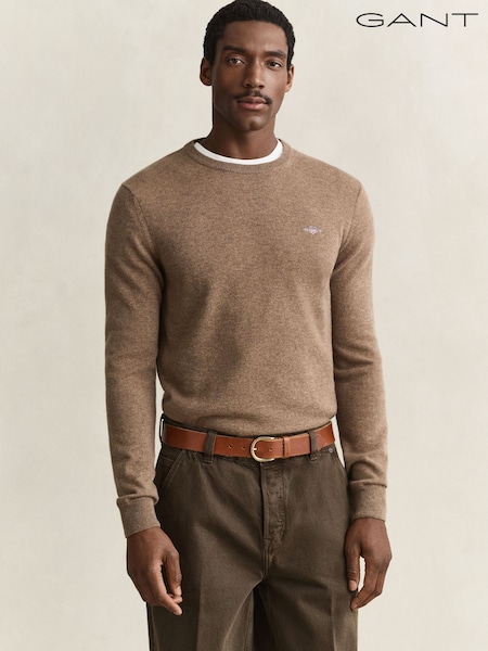 Brūna krāsa - Regular Gant Lambswool Crew Neck Jumper