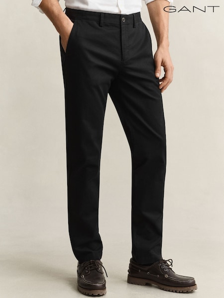 Black - Regular Gant Smart Slim Fit Fine Twill Chinos