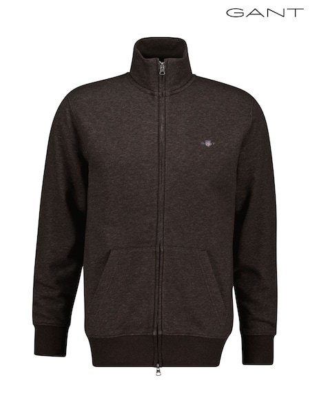 Brun - Regular Gant Shield Logo Zip Through Cardigan