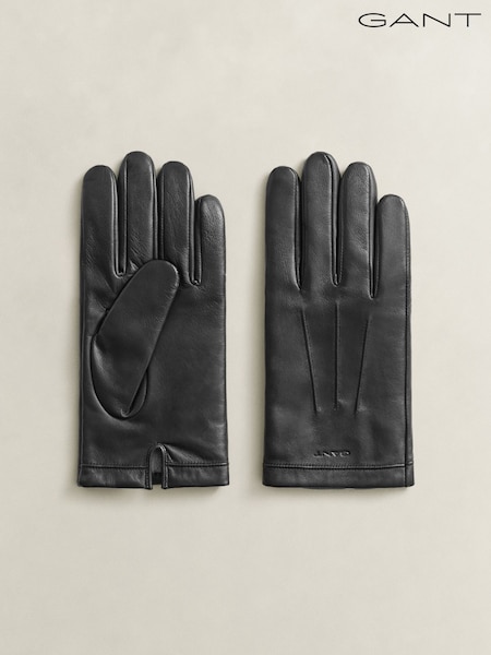 Black - Regular Gant Cashmere Lined Lambskin Gloves