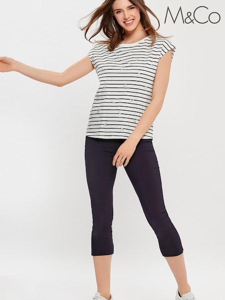 M&Co Blue Cropped Stretch Trousers (A03117) | €10