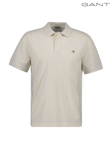 Natural - Regular Gant Shield Logo Pique Polo Shirt