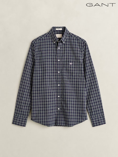 Blue - Regular Gant Regular Fit Poplin Check Shirt