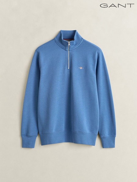 Modrá - Regular Gant Shield Logo Half Zip Sweatshirt