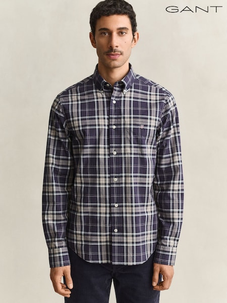 Niebieski - Regular Gant Regular Fit Poplin Check Shirt
