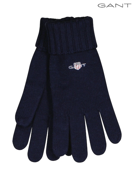 Blue - Regular Gant Cotton Blend Shield Logo Gloves