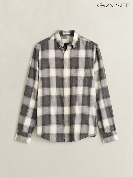 Grey - Regular Gant Regular Fit Flannel Check Shirt