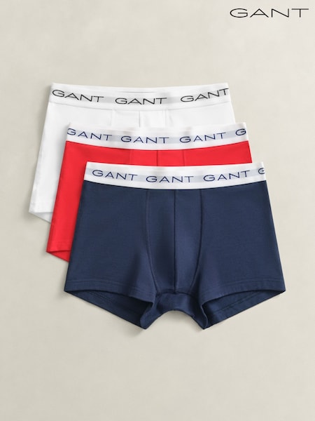 White/Navy Blue/Red - Regular Gant Stretch Cotton Boxers 3 Pack