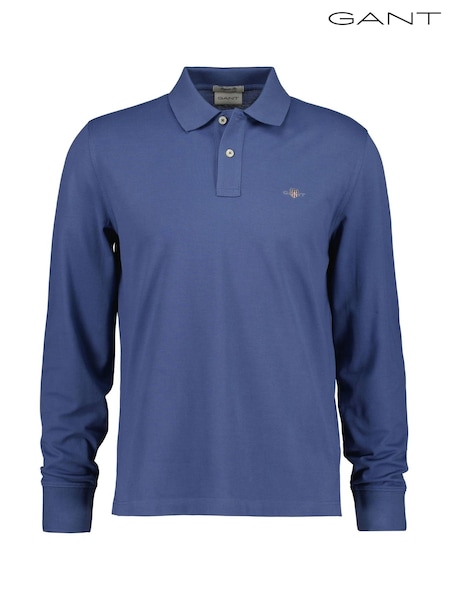 Zilais horizonts - Regular Gant Long Sleeve Shield Logo Pique Polo Shirt