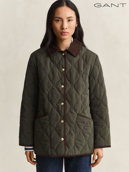 Green - Gant Monogram Quilted Jacket