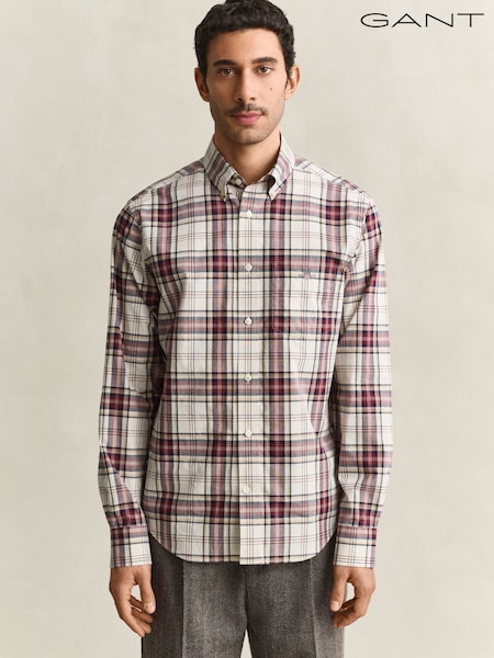 Red - Regular Gant Regular Fit Poplin Check Shirt