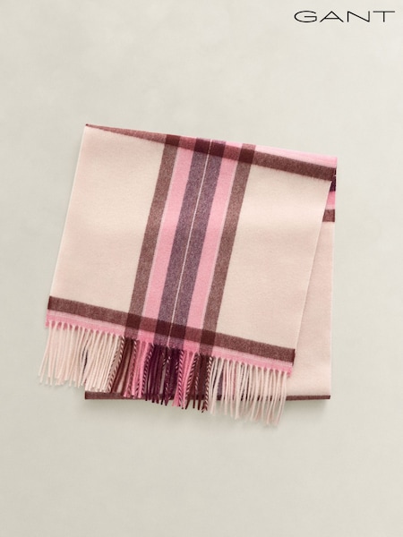 Pink - Gant Wool Tartan Check Scarf