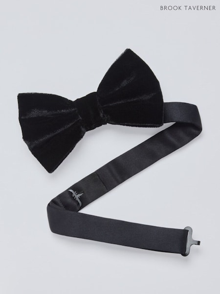 أسود - Regular Brook Taverner Velvet Bow Tie