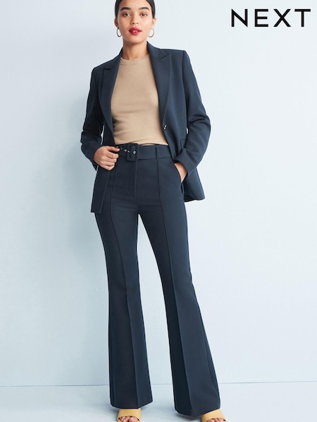 Marineblau/blau - Smart Belted Flare Trousers (A05281) | 22 €