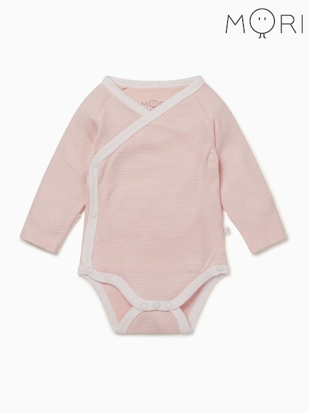 MORI Organic Cotton & Bamboo Long Sleeve Kimono Bodysuit (A05374) | $54