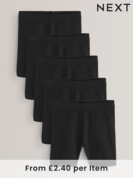 Black Regular Length 5 Pack Cotton Rich Stretch Cycle Shorts (3-16yrs) (A05641) | €17 - €30