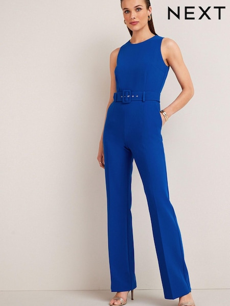 Cobalt Blue Belted Wide Leg Jumpsuit (A05693) | €28
