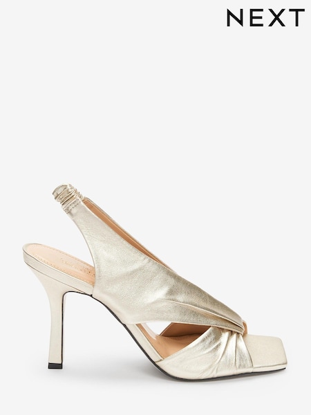 Gold Signature Leather Twist Detail Sandals (A07309) | €31