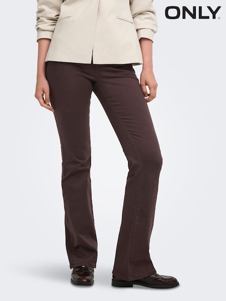 Brown - Only Blush Mid Waist Flared Jeans With Super Stretch