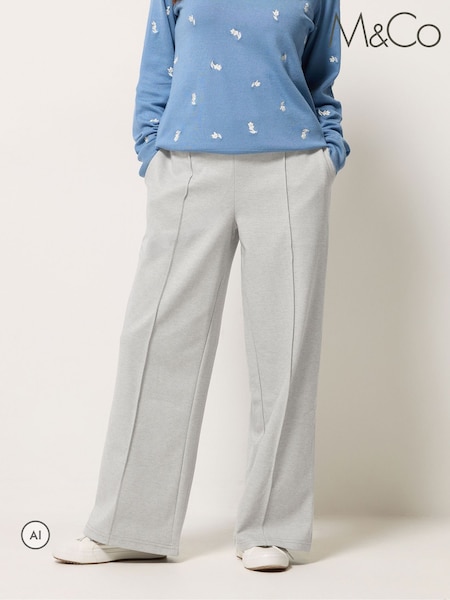 Grey - M&co Petite Pintuck Wide Leg Trousers