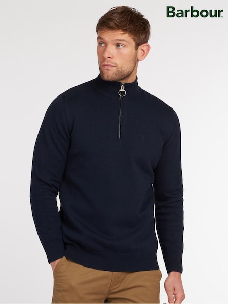 Barbour® Navy 100% Cotton Quarter Zip Jumper (A09350) | €155
