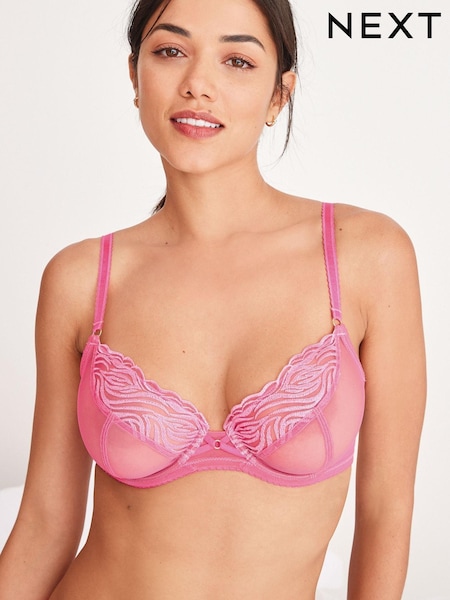 Pink DD+ Non Pad Wired Embroidered Bra (A09405) | €7