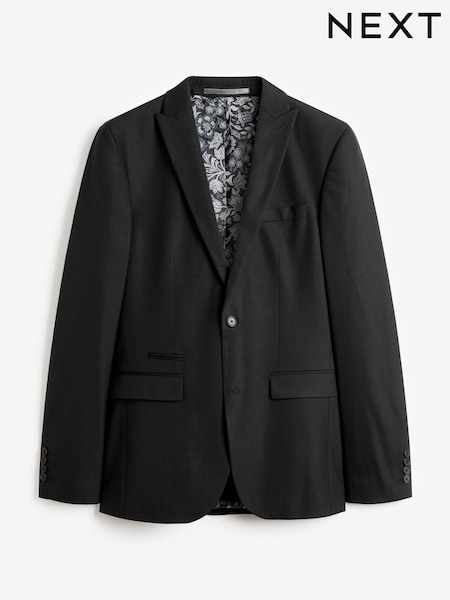 Black Slim Fit Motion Flex Stretch Wool Suit (A09966) | €27