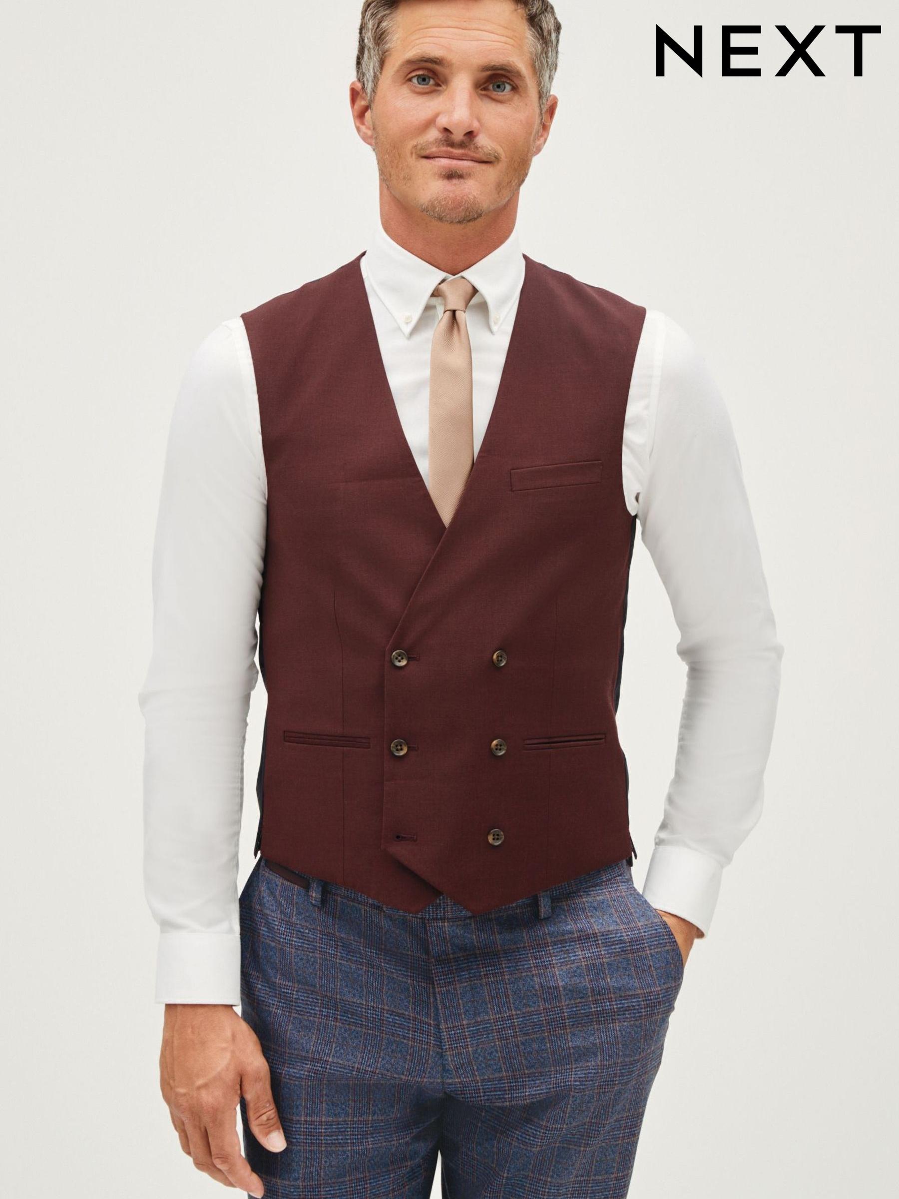 Red double breasted waistcoat cheap