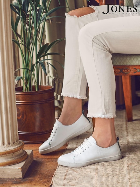 Белый - Jones Bootmaker Womens Midwood Leather Trainers (A10019) | €105
