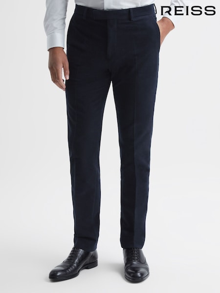 Reiss Navy Spark Slim Fit Moleskin Trousers (A10228) | € 174