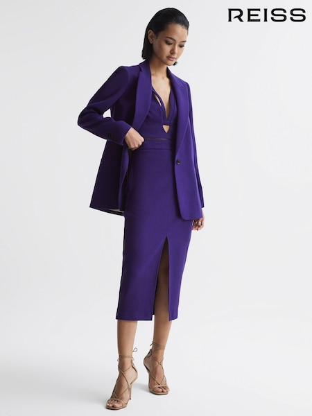 Reiss Purple Blake Slim Fit Single Breasted 100% Wool Blazer (A10231) | €432