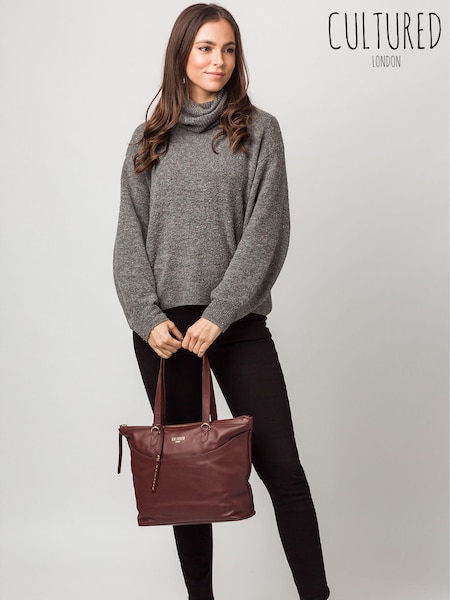 חום עמוק - Cultured London Heston Leather Tote Bag (A10968) | ‏241‏₪