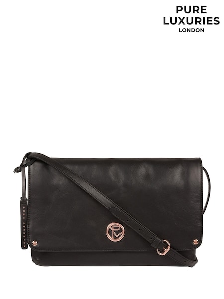 Pure Luxuries London Ermes Black Leather Cross-Body Clutch Bag (A11048) | € 76