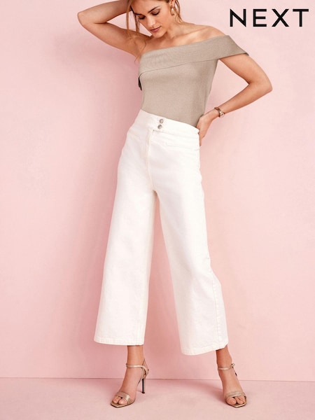 White Cropped Wide Leg Jeans (A11381) | € 19