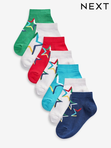 White/Blue/Red Star Cotton Rich Trainer Socks 7 Pack (A11481) | € 7 - € 9