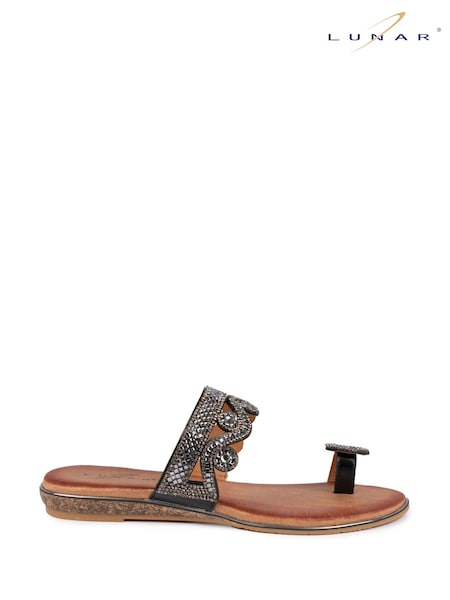Negru - Sandale Lunar Lynn cu baretă peste deget (A11633) | 146 LEI