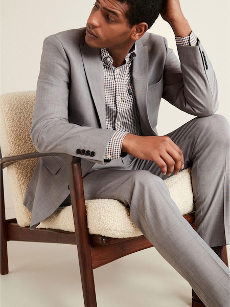Grey Slim Fit Motion Flex Stretch Wool Suit (A13684) | €64