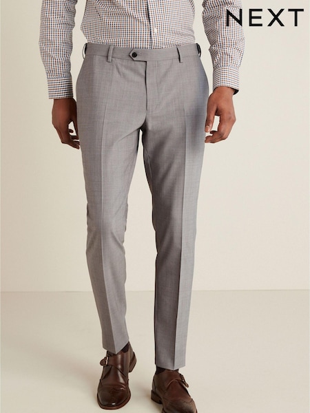 Grey Slim Fit Motion Flex Stretch Wool Blend Suit: Trousers (A13685) | €31