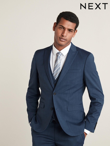 Blue Tailored Motion Flex Stretch Wool Suit Jacket (A13690) | € 71