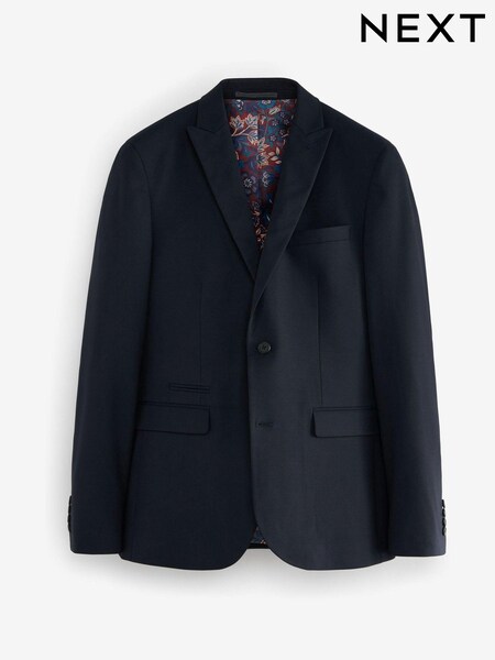 Navy Blue Slim Motion Flex Stretch Wool Suit Jacket (A13692) | €66