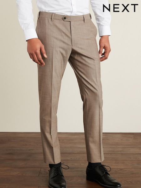 Taupe Tailored Fit Wool Blend Motion Flex Suit: Trousers (A13708) | €14