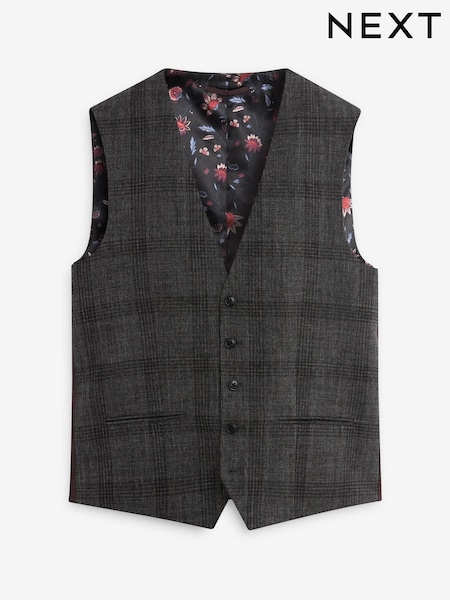 Charcoal Grey Check Suit Waistcoat (A13712) | €9