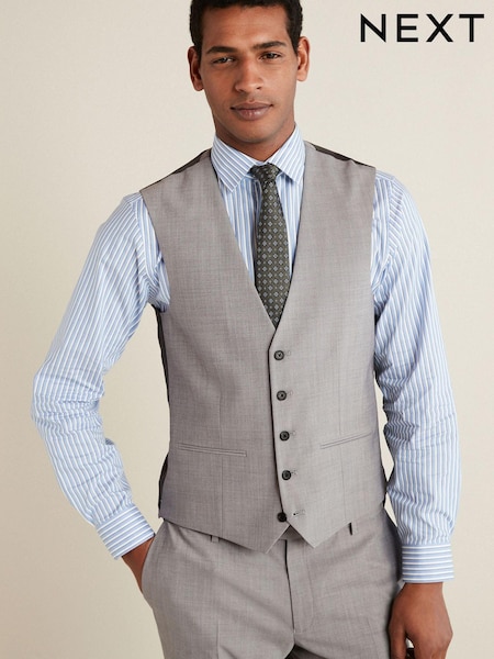 Grey Motion Flex Stretch Wool Blend Suit: Waistcoat (A13723) | €15